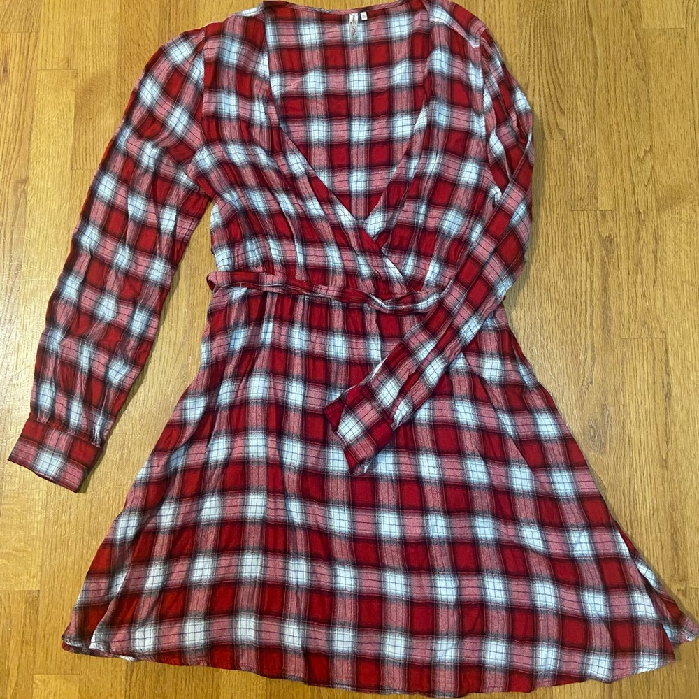 Plaid wrap dress